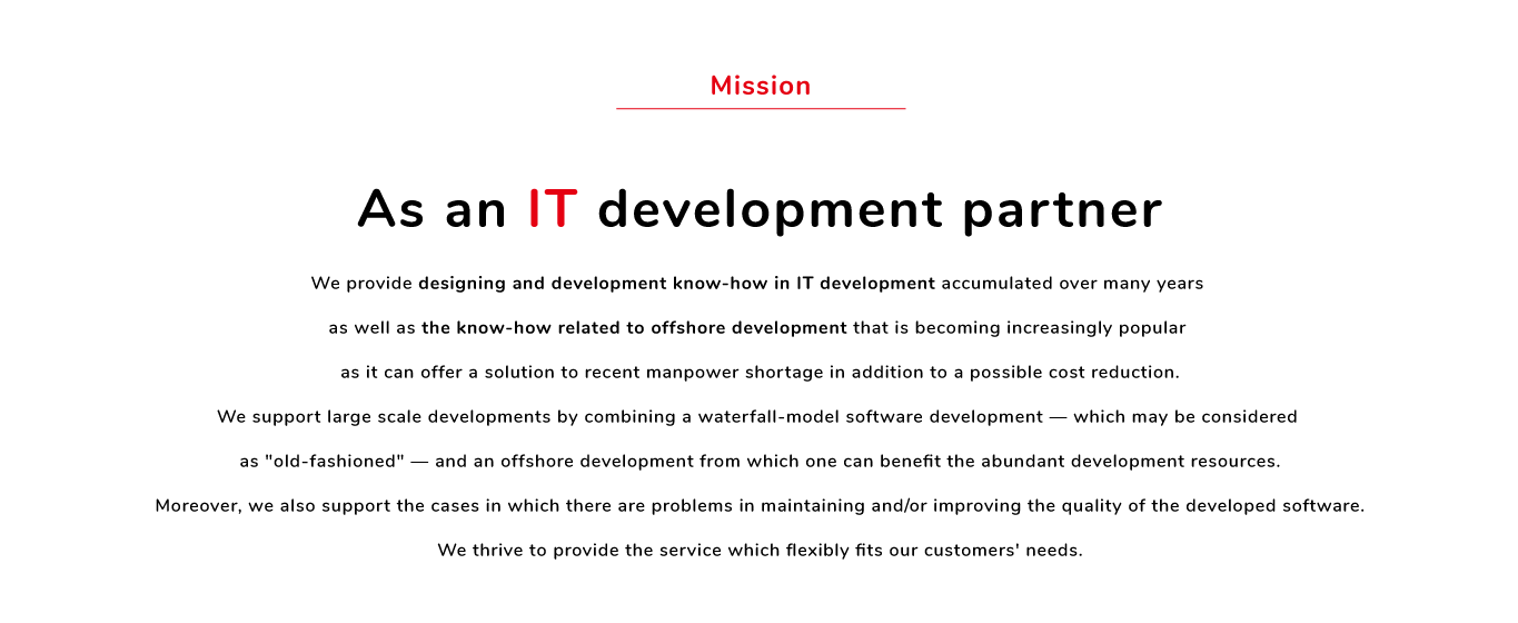 Mission As an IT development partner